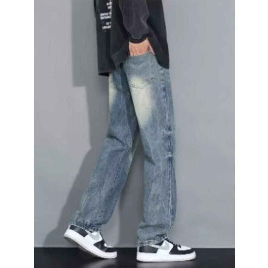 Men’s Full Size Wash Loose Fit Jeans Plus Size Apparel and Accessories