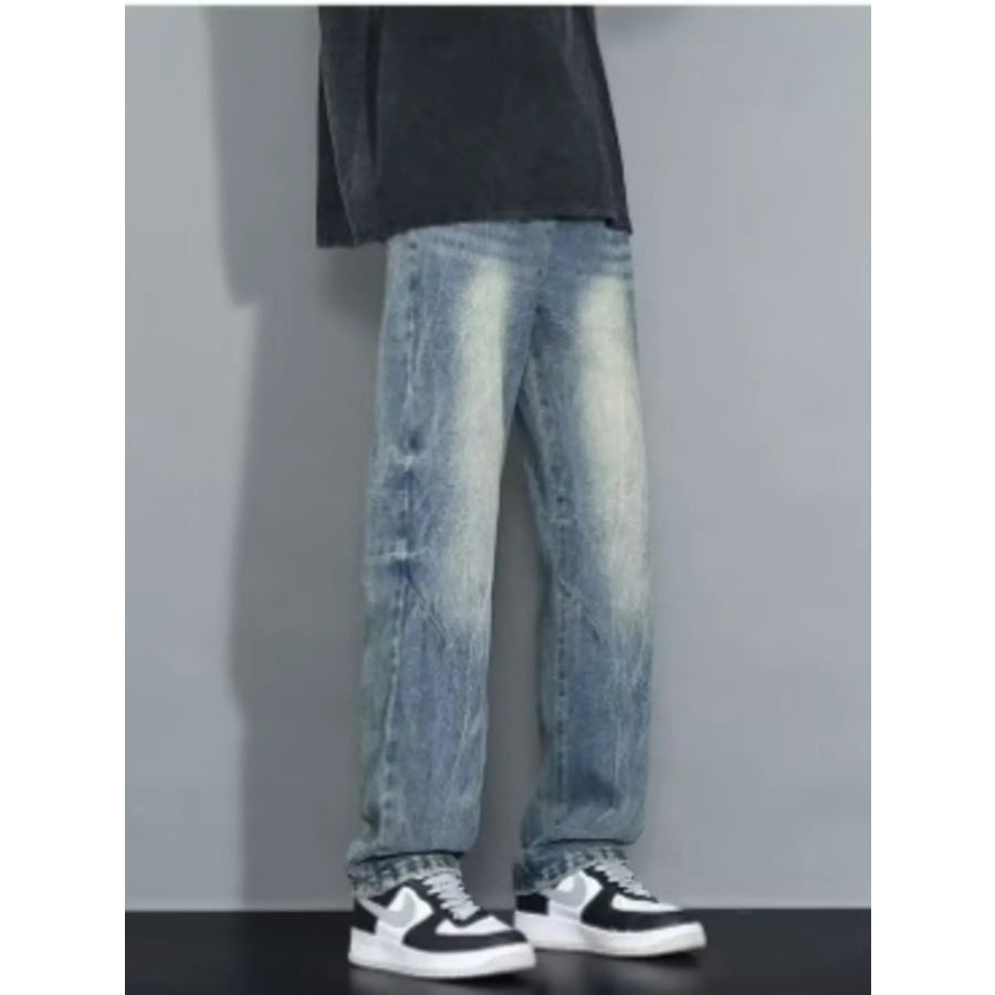 Men’s Full Size Wash Loose Fit Jeans Plus Size Blue / S Apparel and Accessories