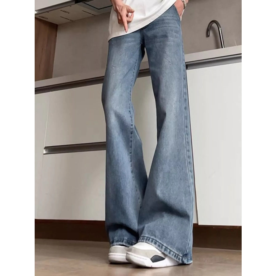 Men’s Full Size Washed Flare Jeans Plus Size Apparel and Accessories