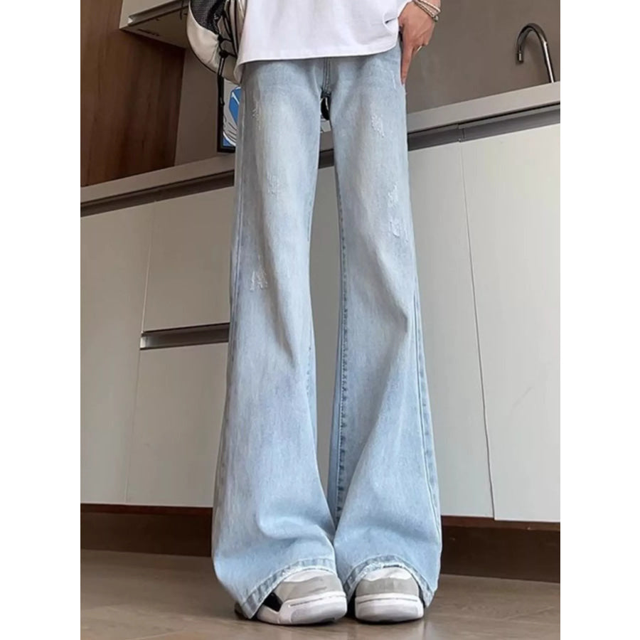 Men’s Full Size Washed Flare Jeans Plus Size Apparel and Accessories