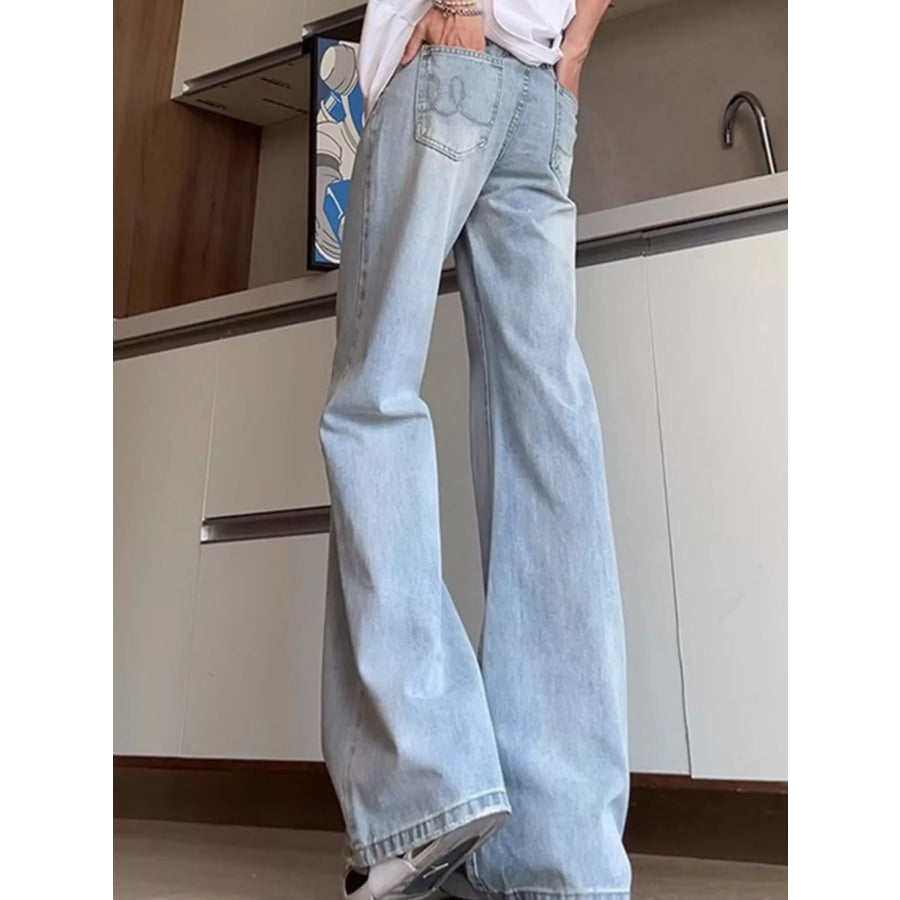 Men’s Full Size Washed Flare Jeans Plus Size Apparel and Accessories