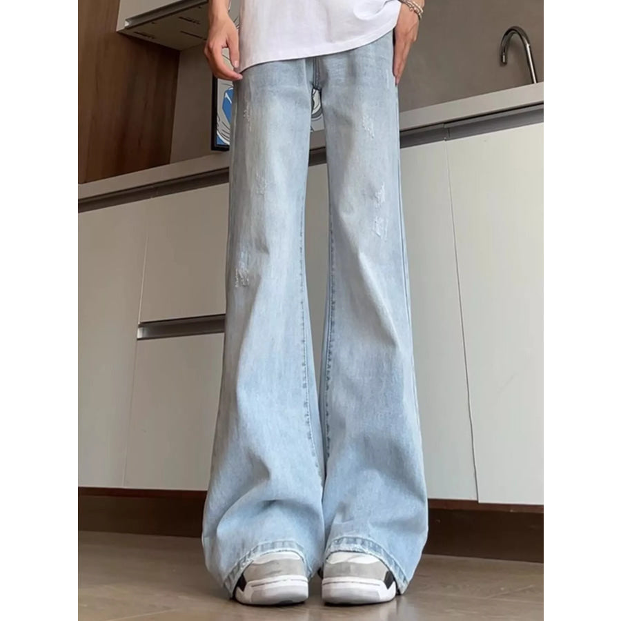 Men’s Full Size Washed Flare Jeans Plus Size Apparel and Accessories