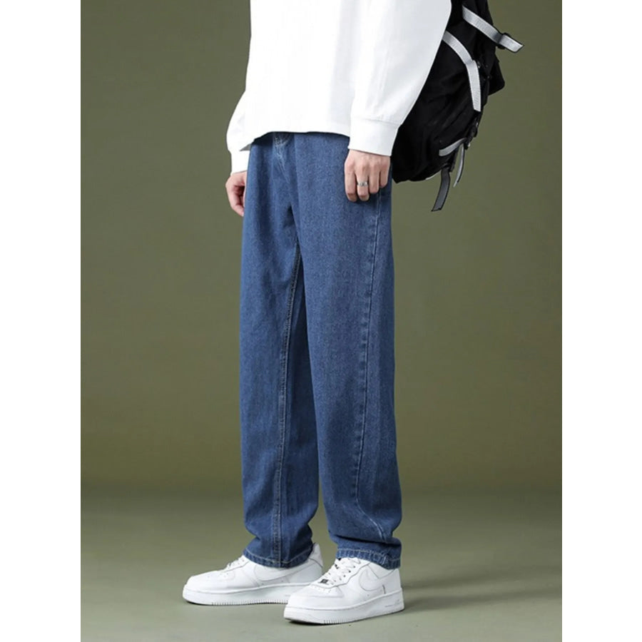 Men’s Full Size Washed Relaxed Fit Jeans Plus Size Dark / S Apparel and Accessories