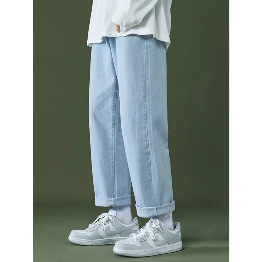 Men’s Full Size Washed Relaxed Fit Jeans Plus Size Light / S Apparel and Accessories