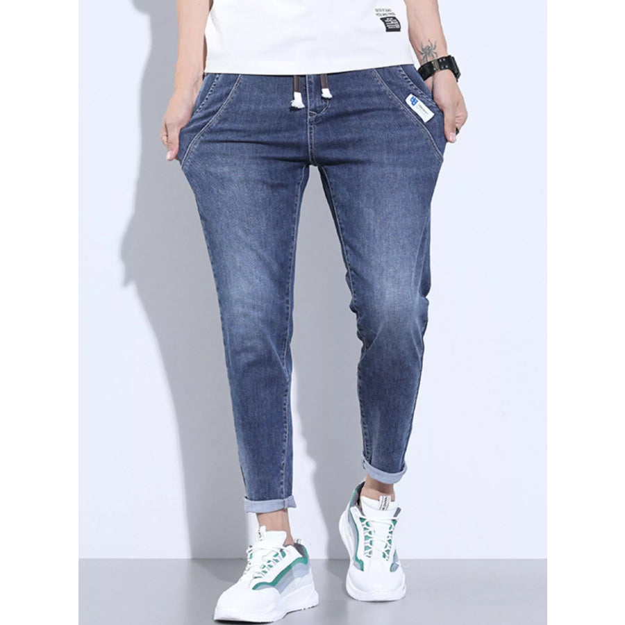 Men’s Full Size Washed Skinny Jeans with Pockets Plus Size Apparel and Accessories