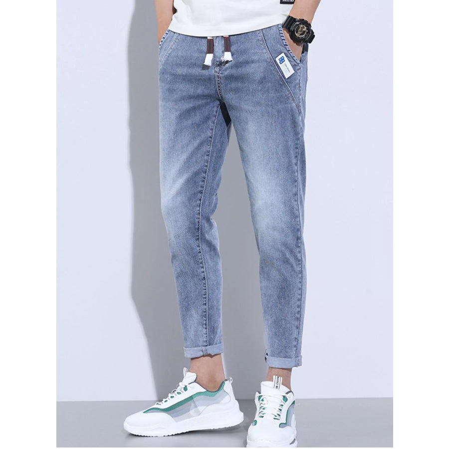 Men’s Full Size Washed Skinny Jeans with Pockets Plus Size Apparel and Accessories