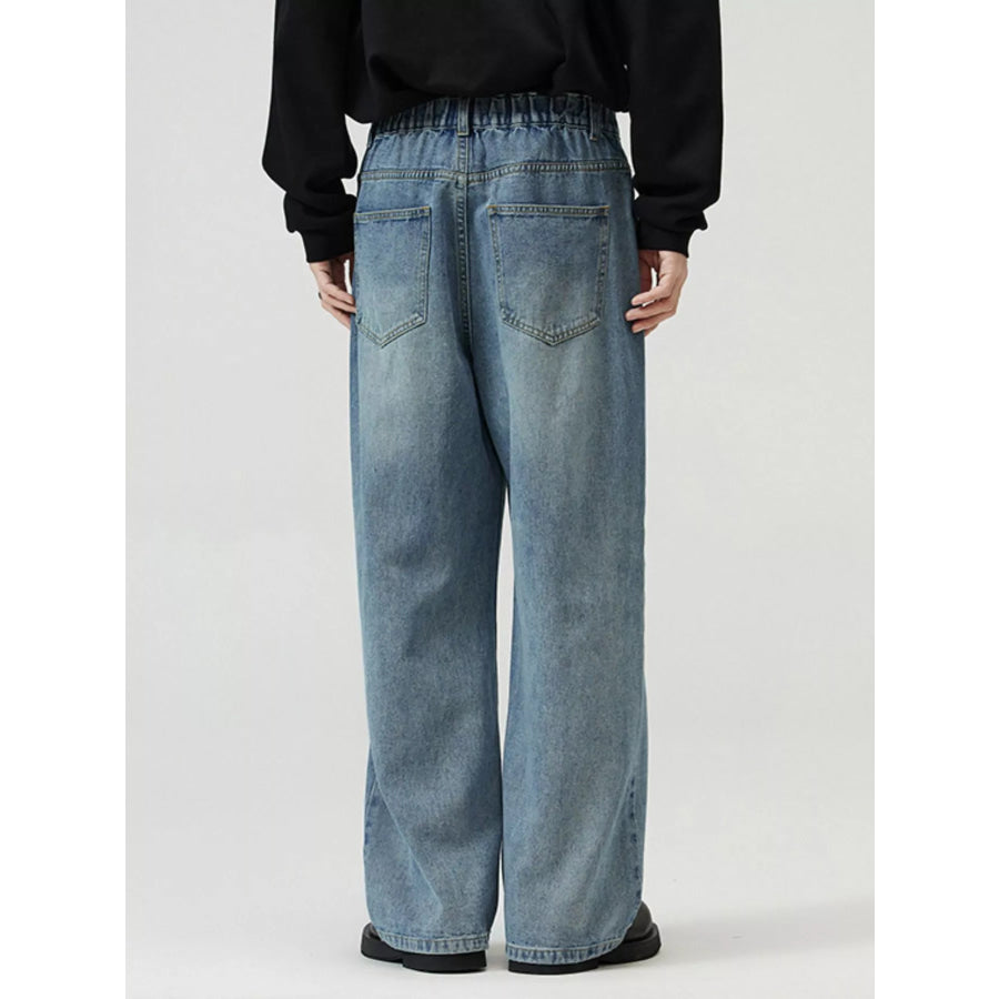 Men’s Full Size Washed Straight Jeans Plus Size Apparel and Accessories