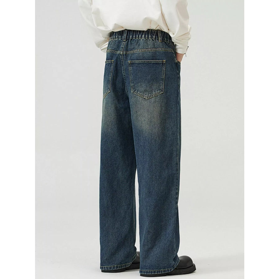 Men’s Full Size Washed Straight Jeans Plus Size Apparel and Accessories