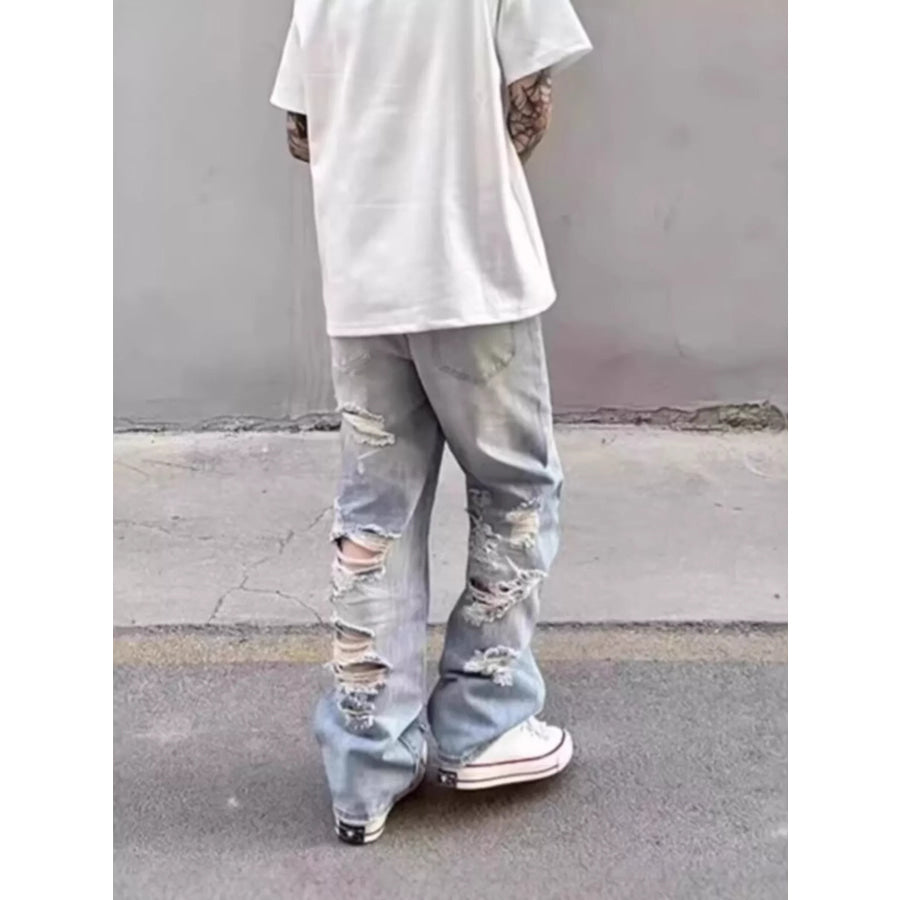 Men’s Full Size Washed Wide Leg Jeans Plus Size Apparel and Accessories