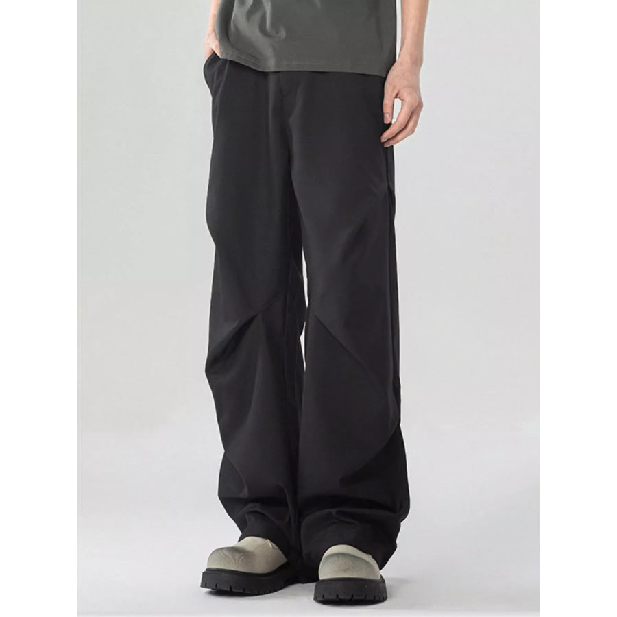 Men’s Full Size Wide Leg Cargo Pants Plus Size Black / S Apparel and Accessories