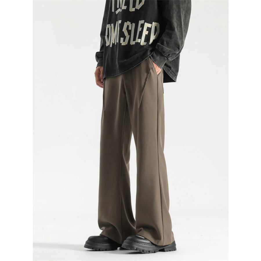 Men’s Full Size Wide Leg Casual Pants Plus Size Coffee / S Apparel and Accessories