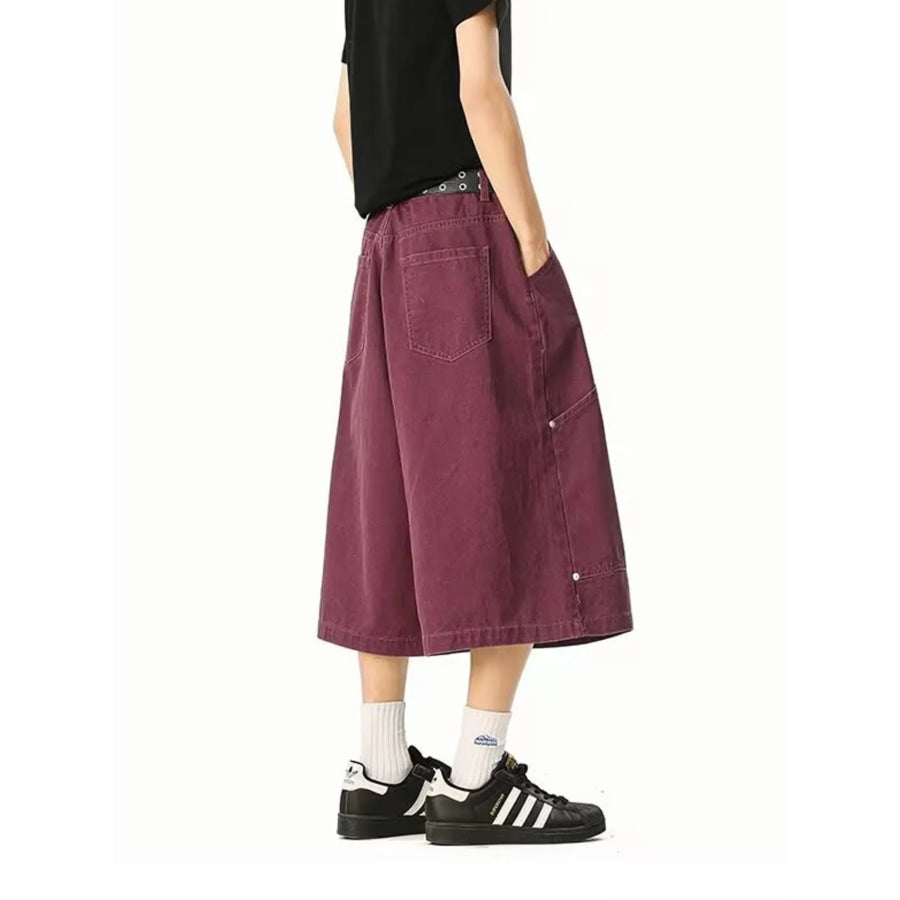 Men’s Full Size Wide Leg Cropped Shorts Plus Size Apparel and Accessories