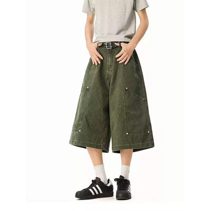 Men’s Full Size Wide Leg Cropped Shorts Plus Size Apparel and Accessories
