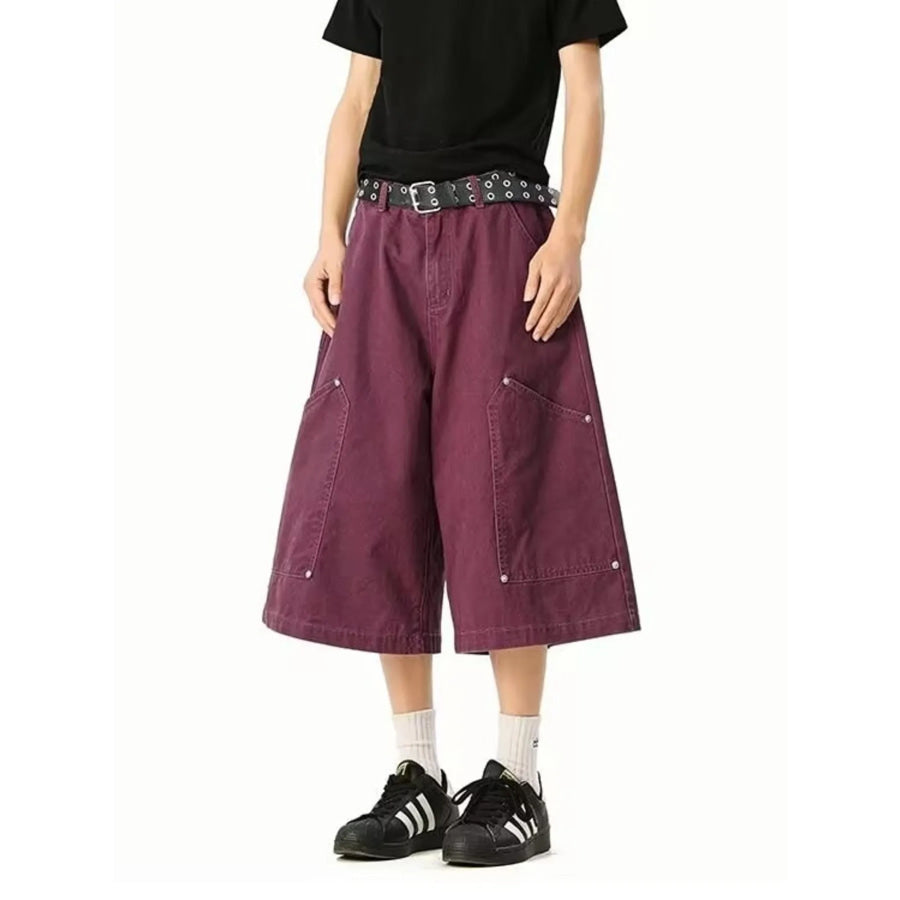 Men’s Full Size Wide Leg Cropped Shorts Plus Size Apparel and Accessories
