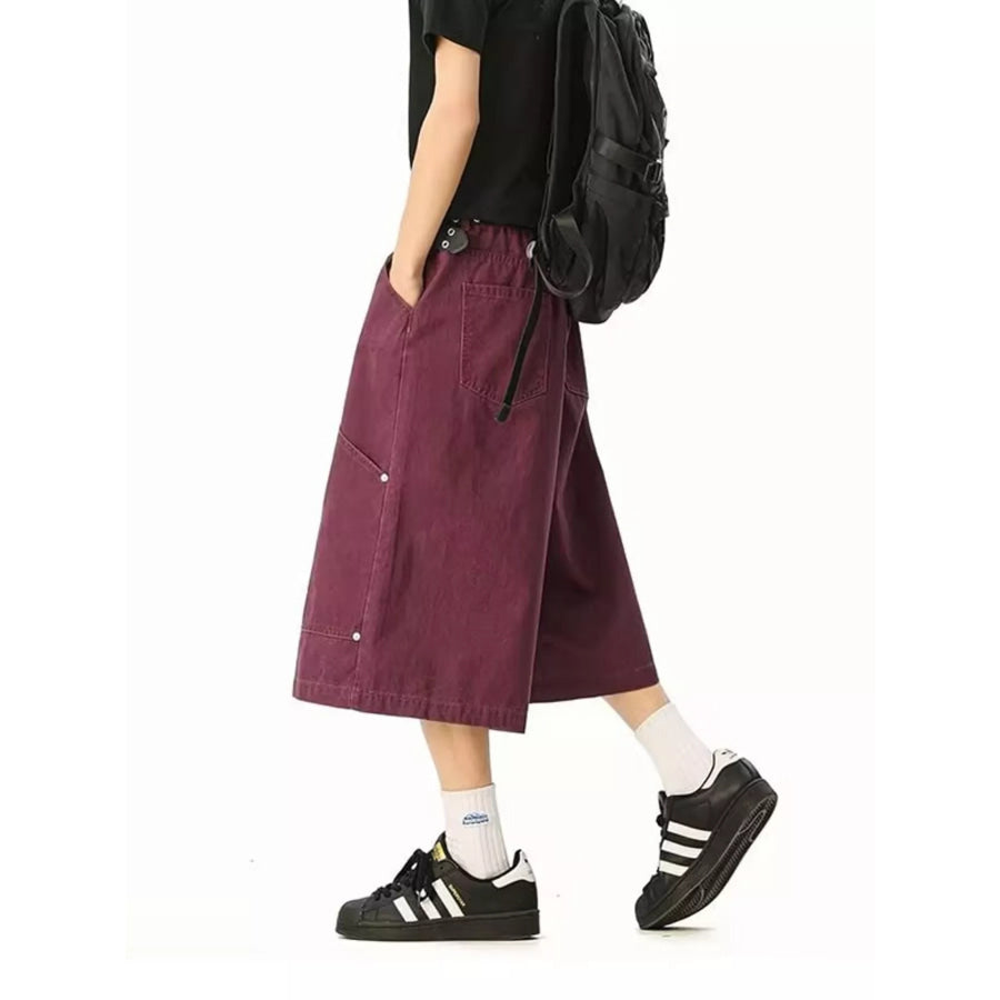 Men’s Full Size Wide Leg Cropped Shorts Plus Size Apparel and Accessories
