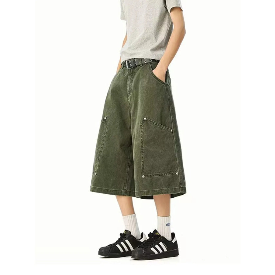 Men’s Full Size Wide Leg Cropped Shorts Plus Size Apparel and Accessories