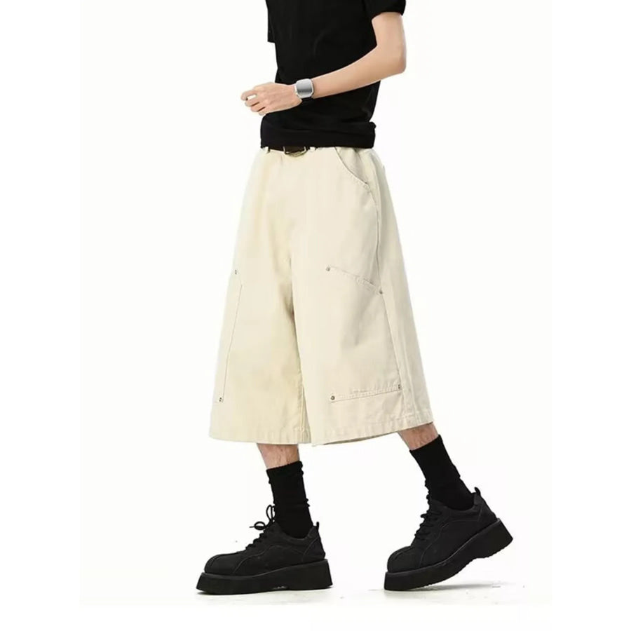 Men’s Full Size Wide Leg Cropped Shorts Plus Size Apparel and Accessories