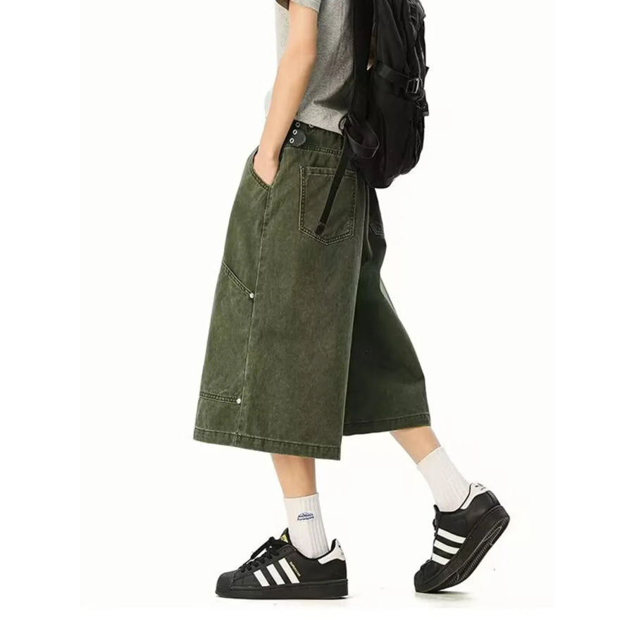 Men’s Full Size Wide Leg Cropped Shorts Plus Size Apparel and Accessories