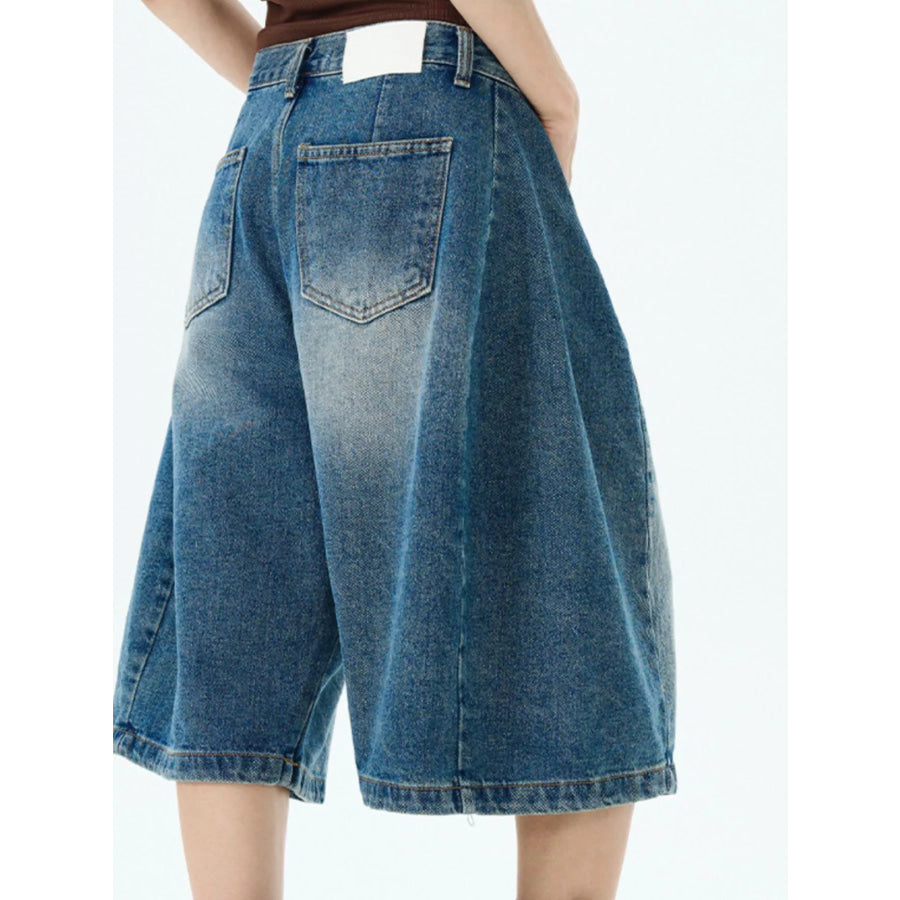 Men’s Full Size Wide Leg Denim Shorts Plus Size Apparel and Accessories