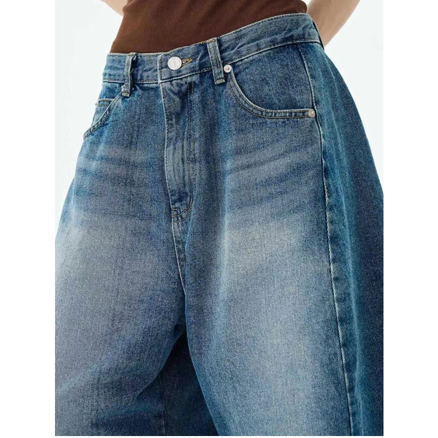 Men’s Full Size Wide Leg Denim Shorts Plus Size Blue / S Apparel and Accessories