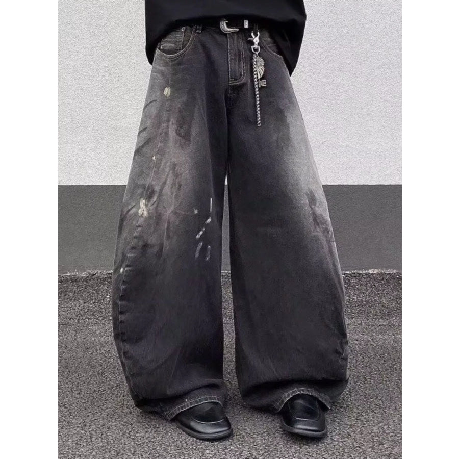 Men’s Full Size Wide Leg Distressed Jeans Plus Size Apparel and Accessories