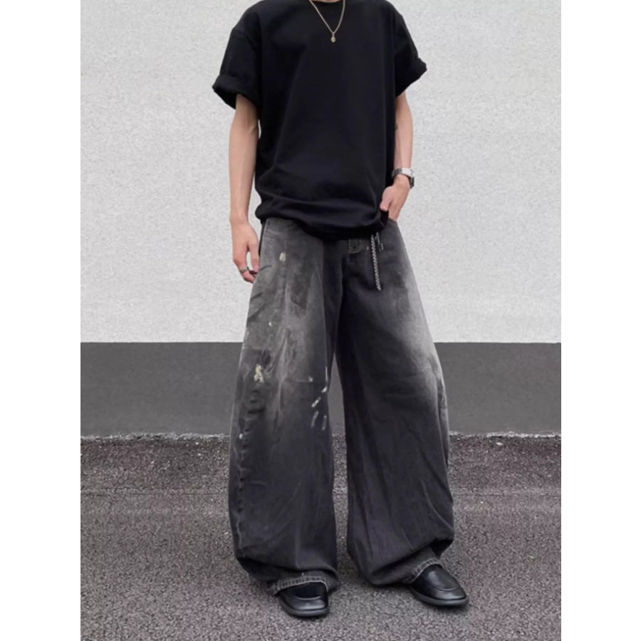 Men’s Full Size Wide Leg Distressed Jeans Plus Size Apparel and Accessories