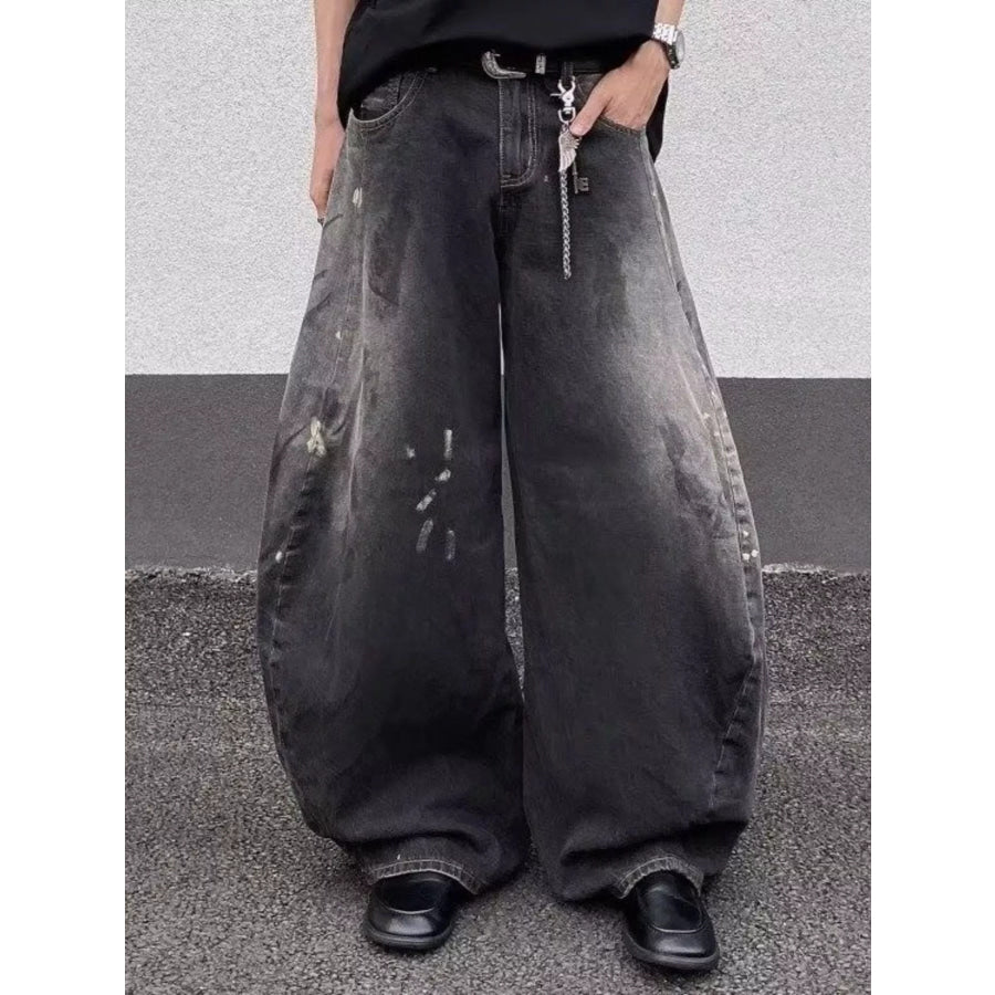 Men’s Full Size Wide Leg Distressed Jeans Plus Size Apparel and Accessories