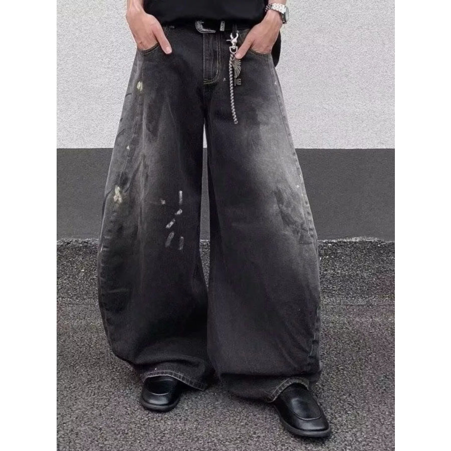 Men’s Full Size Wide Leg Distressed Jeans Plus Size Apparel and Accessories