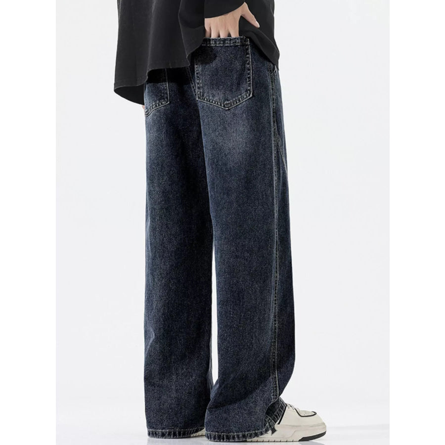 Men’s Full Size Wide Leg Drawstring Jeans Plus Size Apparel and Accessories