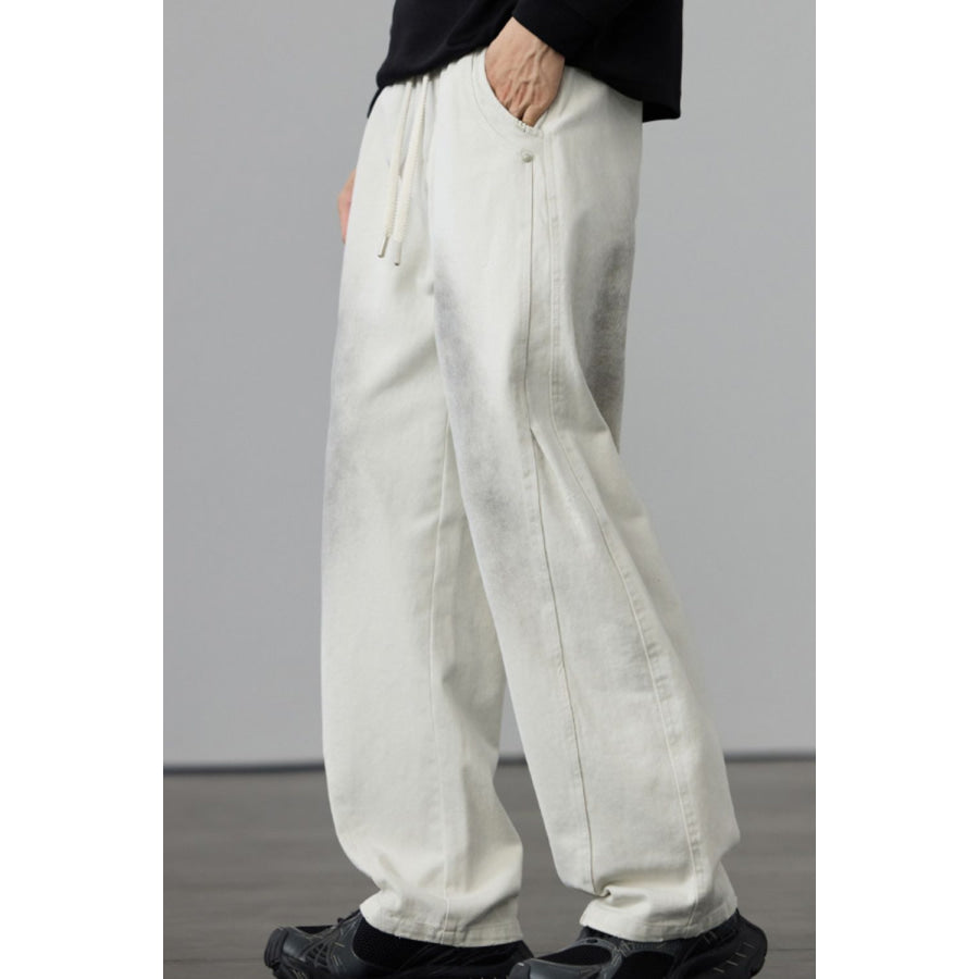Men’s Full Size Wide Leg Drawstring Jeans Plus Size Apparel and Accessories