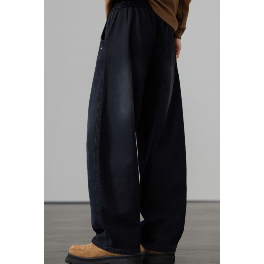 Men’s Full Size Wide Leg Drawstring Jeans Plus Size Apparel and Accessories