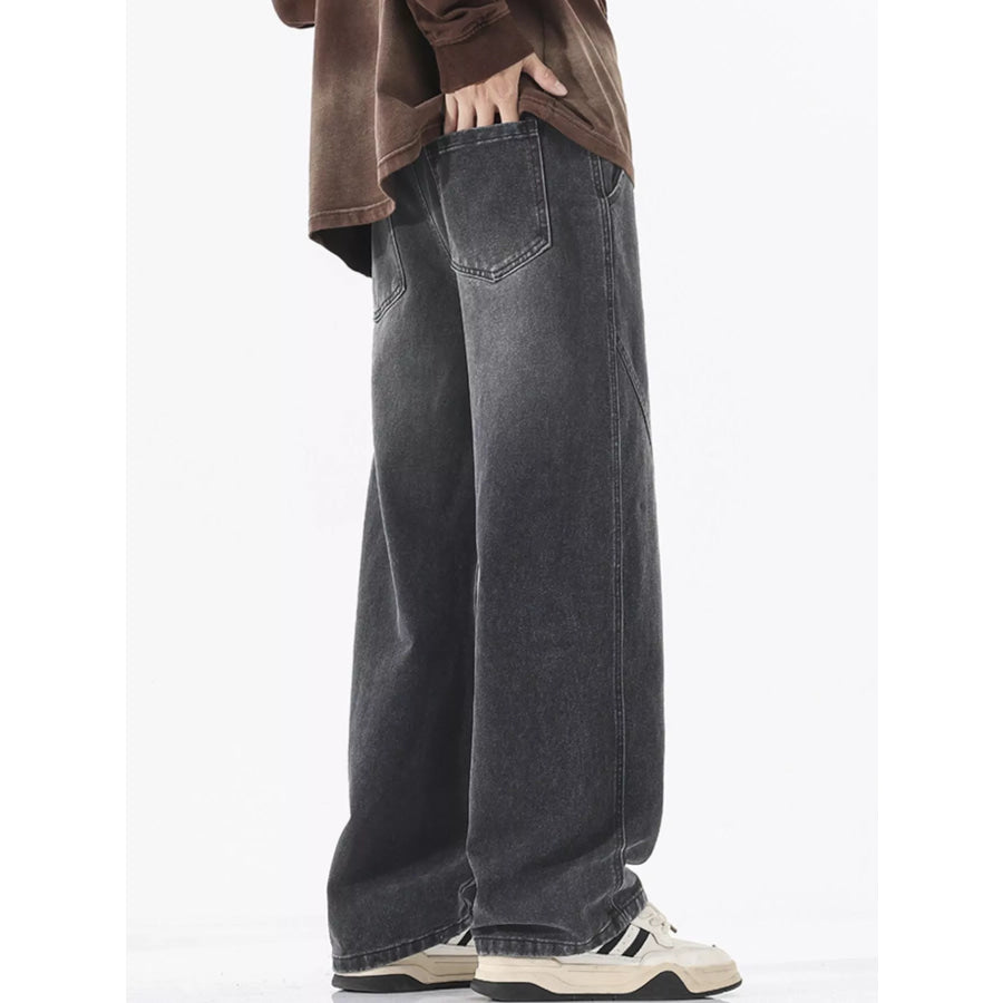 Men’s Full Size Wide Leg Drawstring Jeans Plus Size Apparel and Accessories