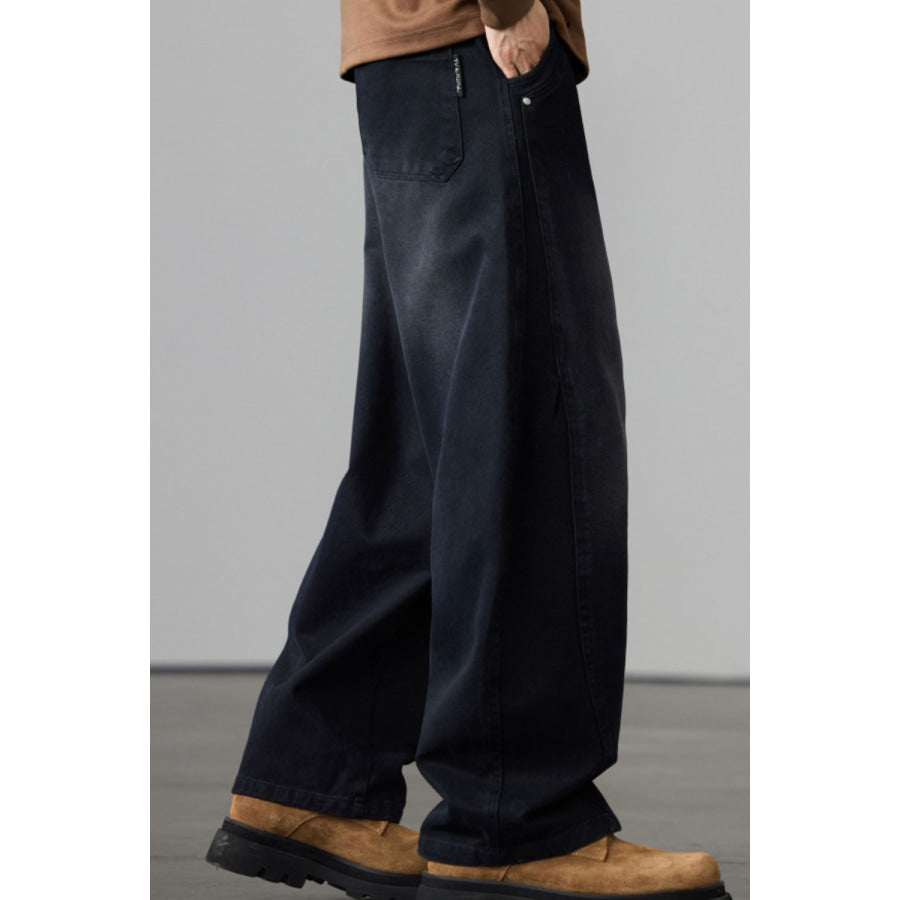 Men’s Full Size Wide Leg Drawstring Jeans Plus Size Apparel and Accessories