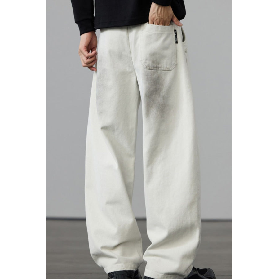 Men’s Full Size Wide Leg Drawstring Jeans Plus Size Apparel and Accessories