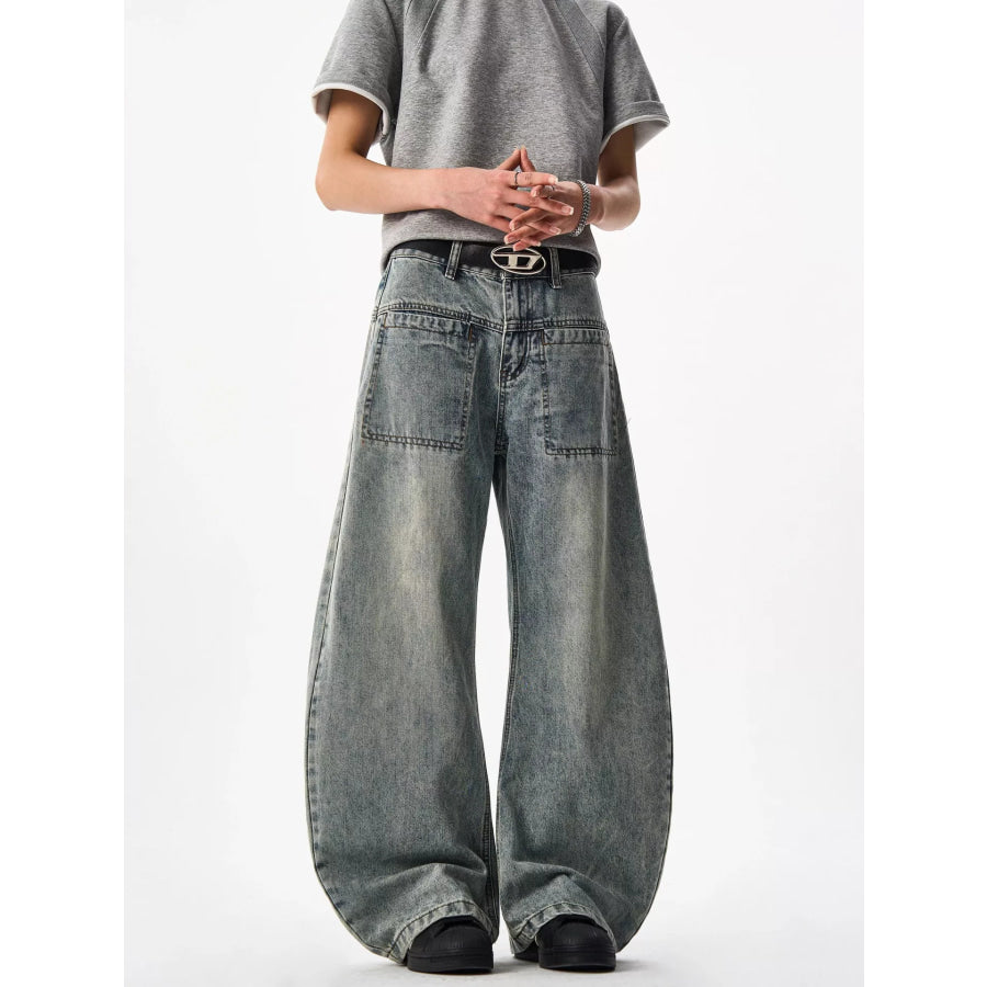 Men’s Full Size Wide Leg Jeans Plus Size Blue / S Apparel and Accessories