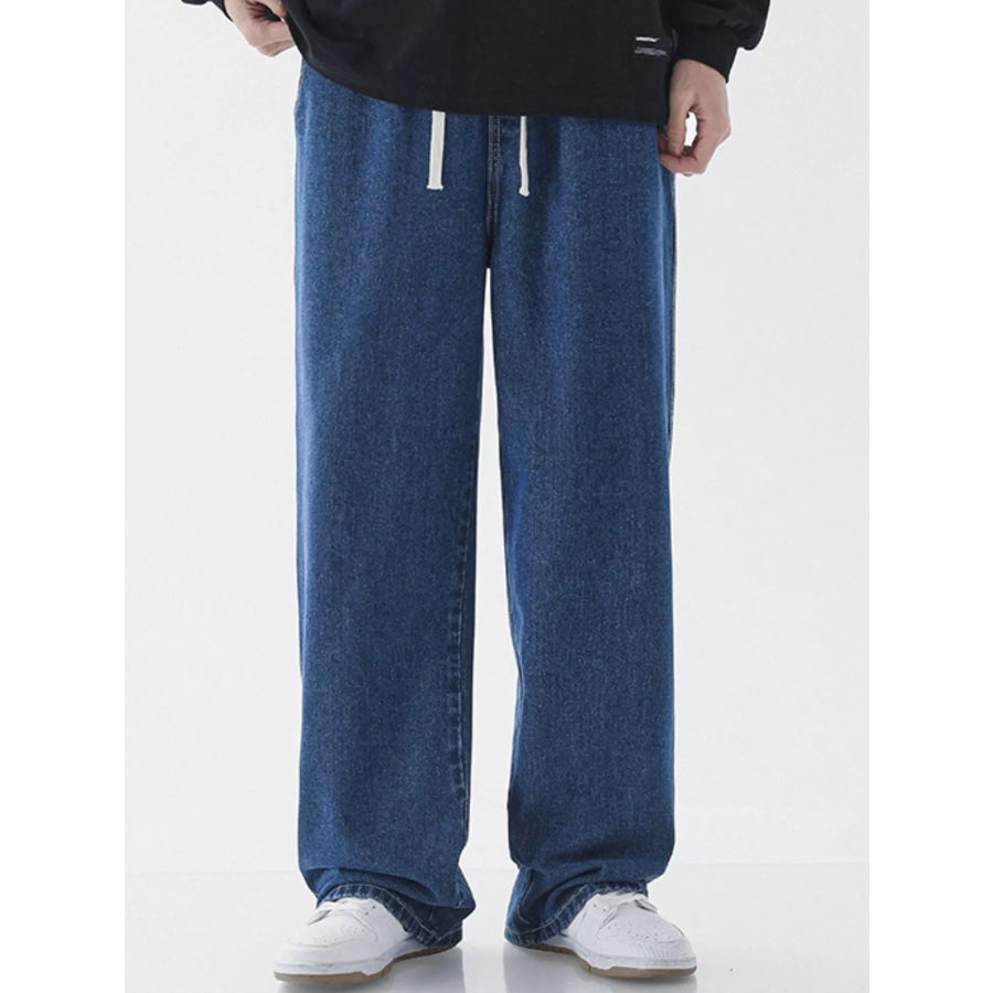 Men’s Full Size Wide Leg Jeans Plus Size Dark Blue / S Apparel and Accessories