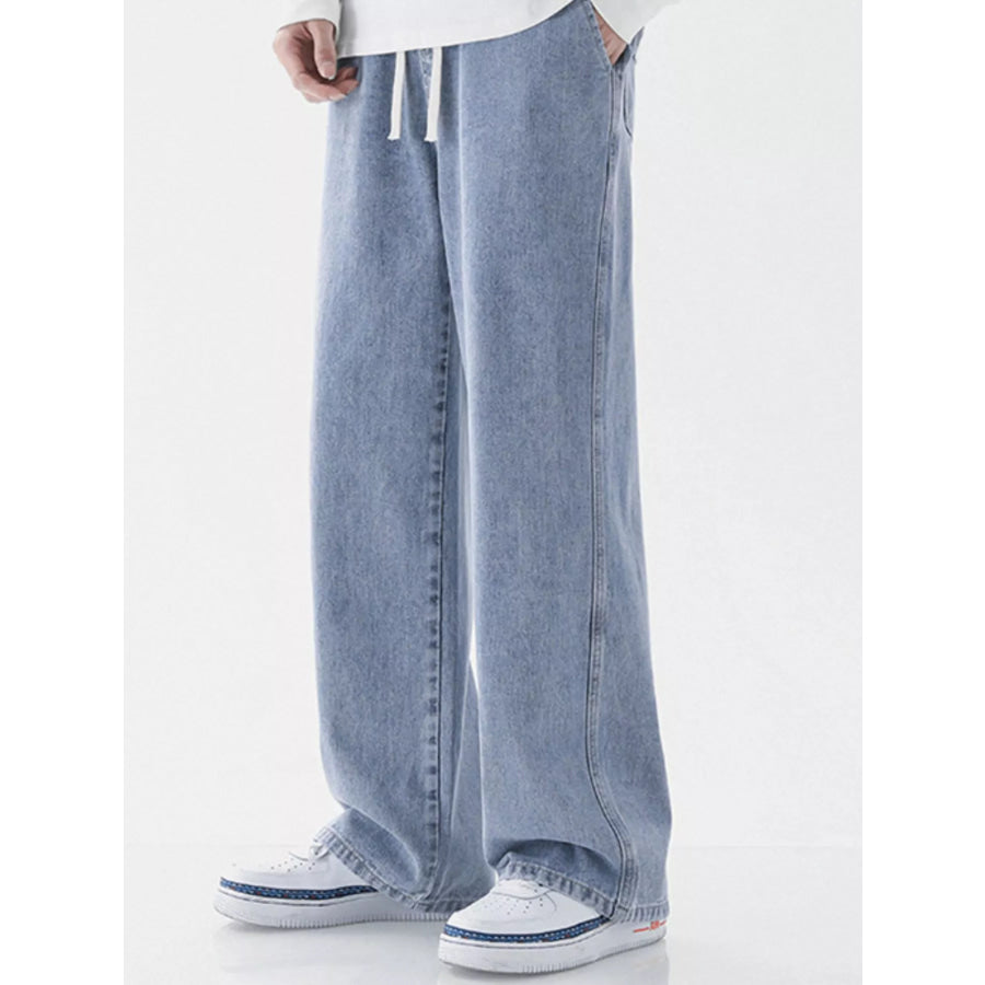 Men’s Full Size Wide Leg Jeans Plus Size Light Blue / S Apparel and Accessories