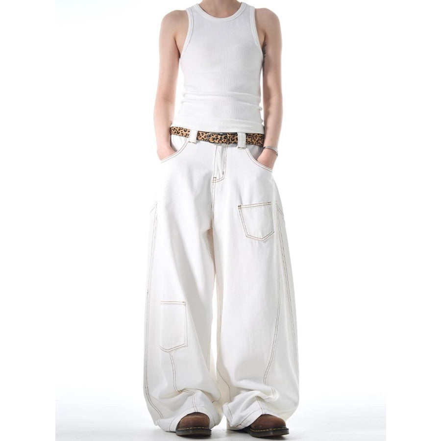 Men’s Full Size Wide Leg Jeans with Pockets Plus Size Apparel and Accessories