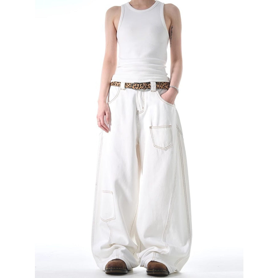 Men’s Full Size Wide Leg Jeans with Pockets Plus Size Apparel and Accessories