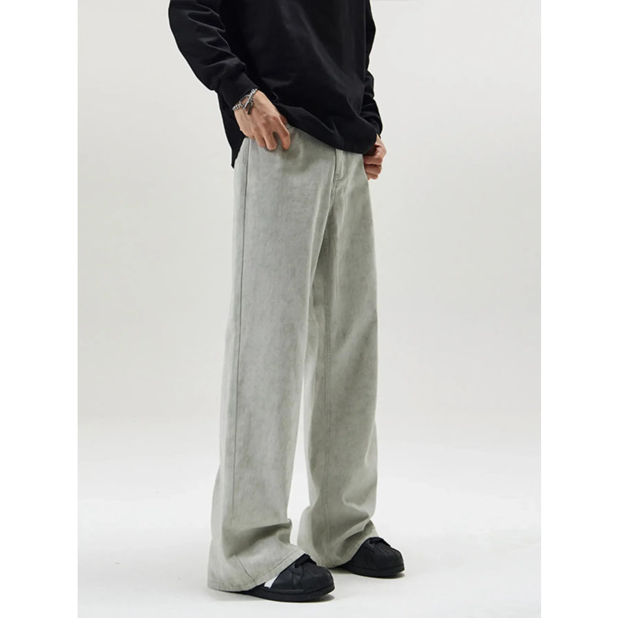 Men’s Full Size Wide Leg Pants Plus Gray / S Apparel and Accessories