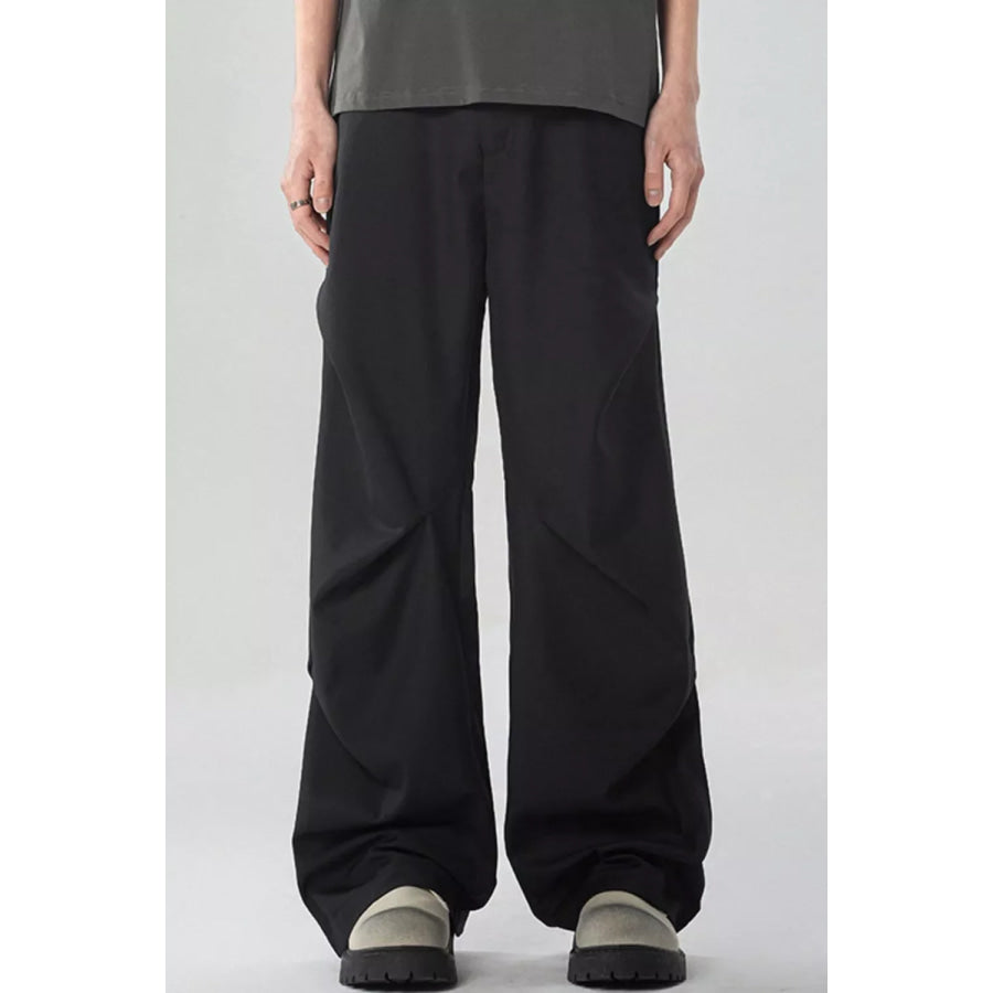 Men’s Full Size Wide Leg Pants Plus Size Black / S Apparel and Accessories