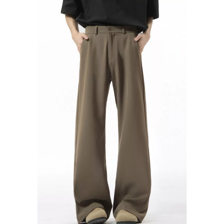Men’s Full Size Wide Leg Pants Plus Size Coffee / S Apparel and Accessories