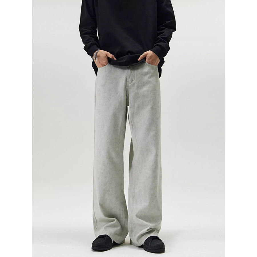Men’s Full Size Wide Leg Pants Plus Gray / S Apparel and Accessories