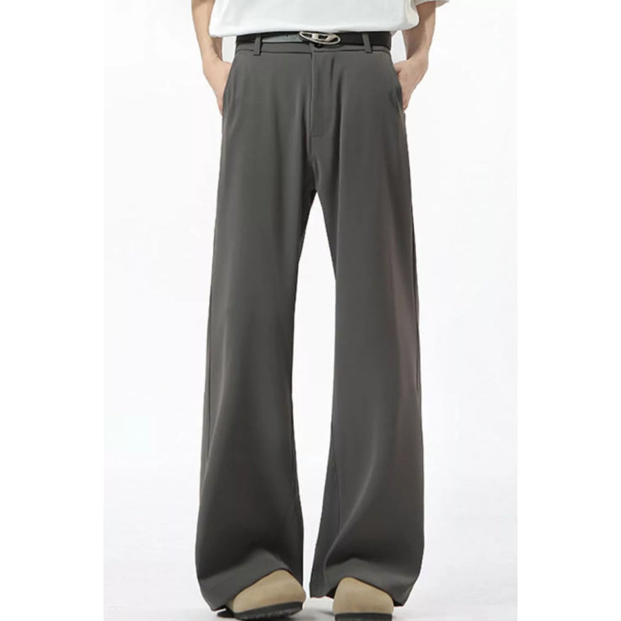 Men’s Full Size Wide Leg Pants Plus Size Gray / S Apparel and Accessories