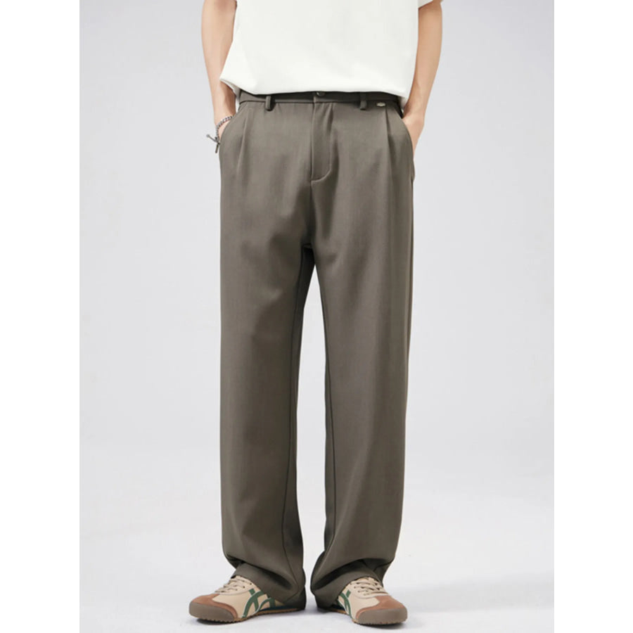 Men’s Full Size Wide Leg Pleated Pants Plus Size Apparel and Accessories