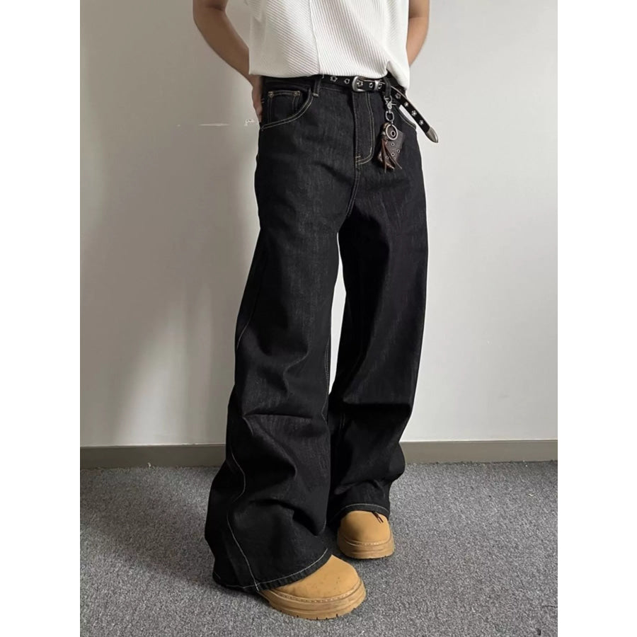 Men’s Full Size Wide Leg Wash Jeans Plus Size Apparel and Accessories