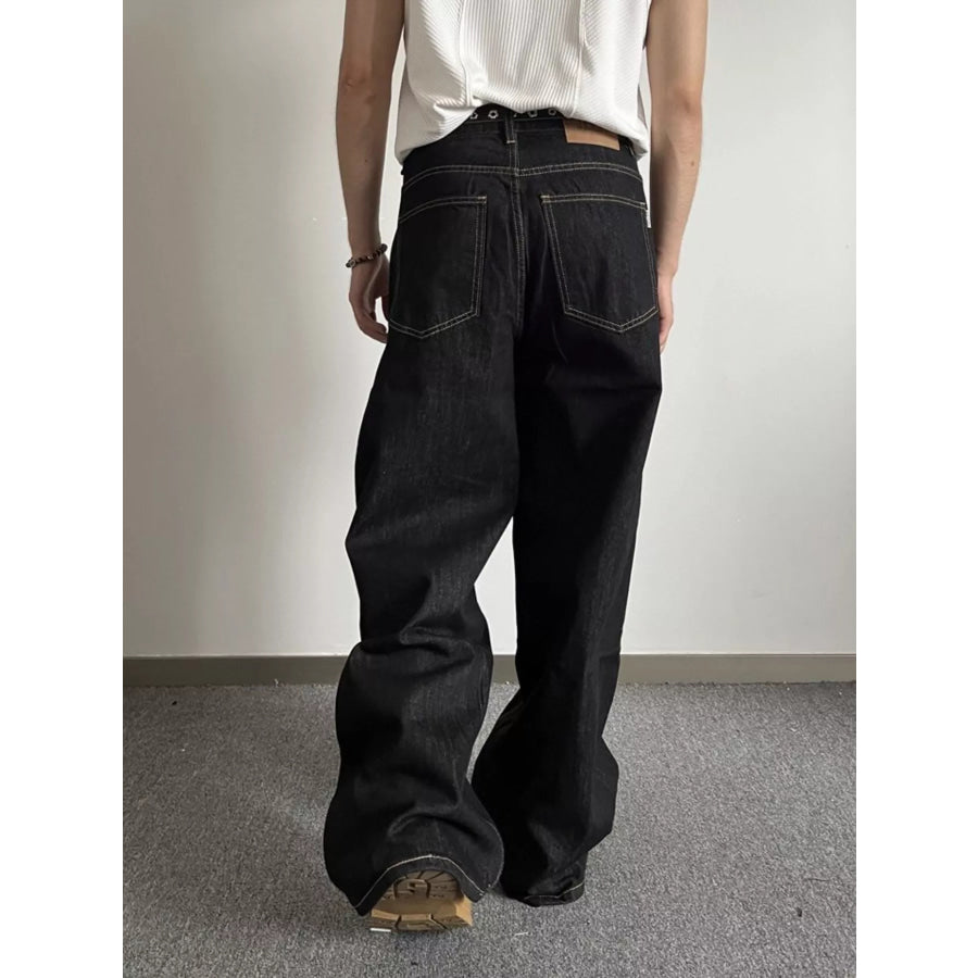Men’s Full Size Wide Leg Wash Jeans Plus Size Apparel and Accessories