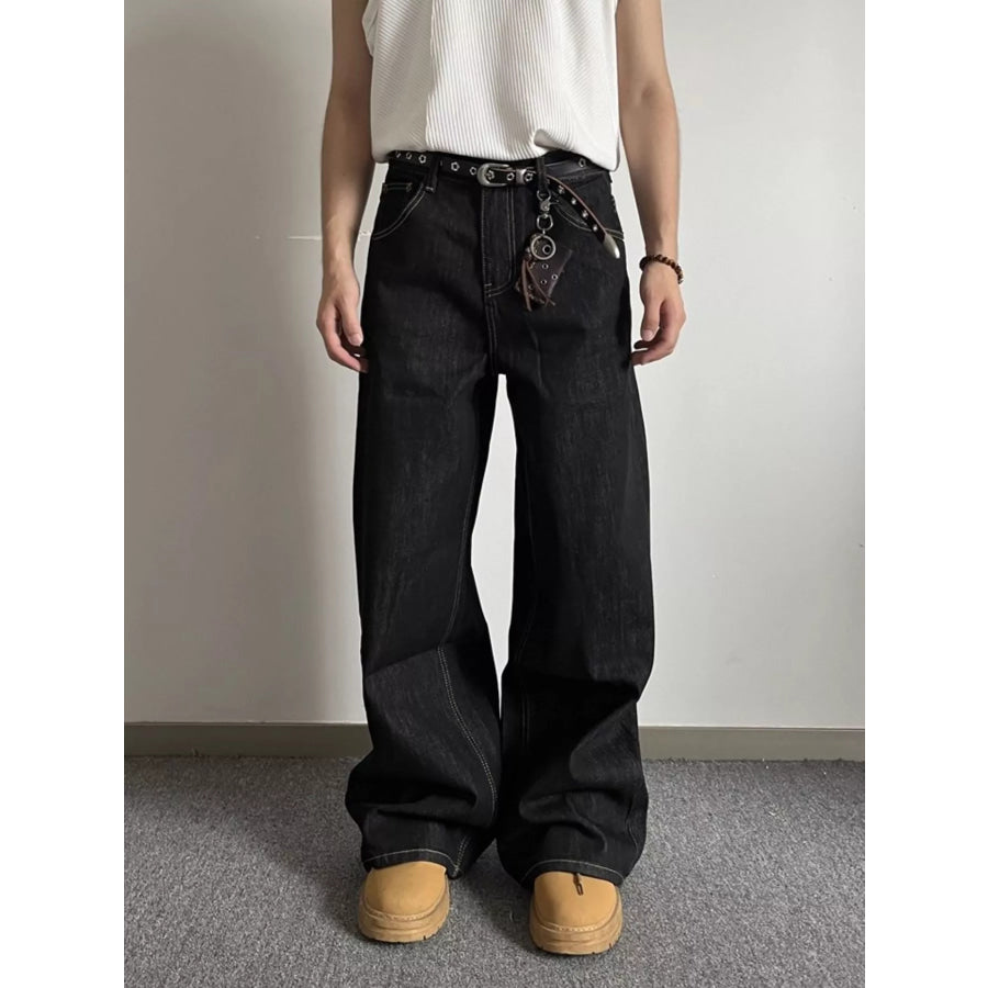 Men’s Full Size Wide Leg Wash Jeans Plus Size Apparel and Accessories