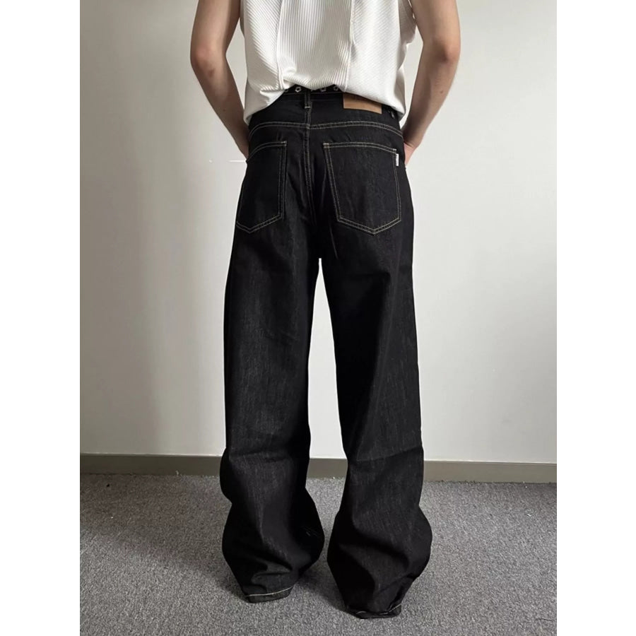 Men’s Full Size Wide Leg Wash Jeans Plus Size Apparel and Accessories