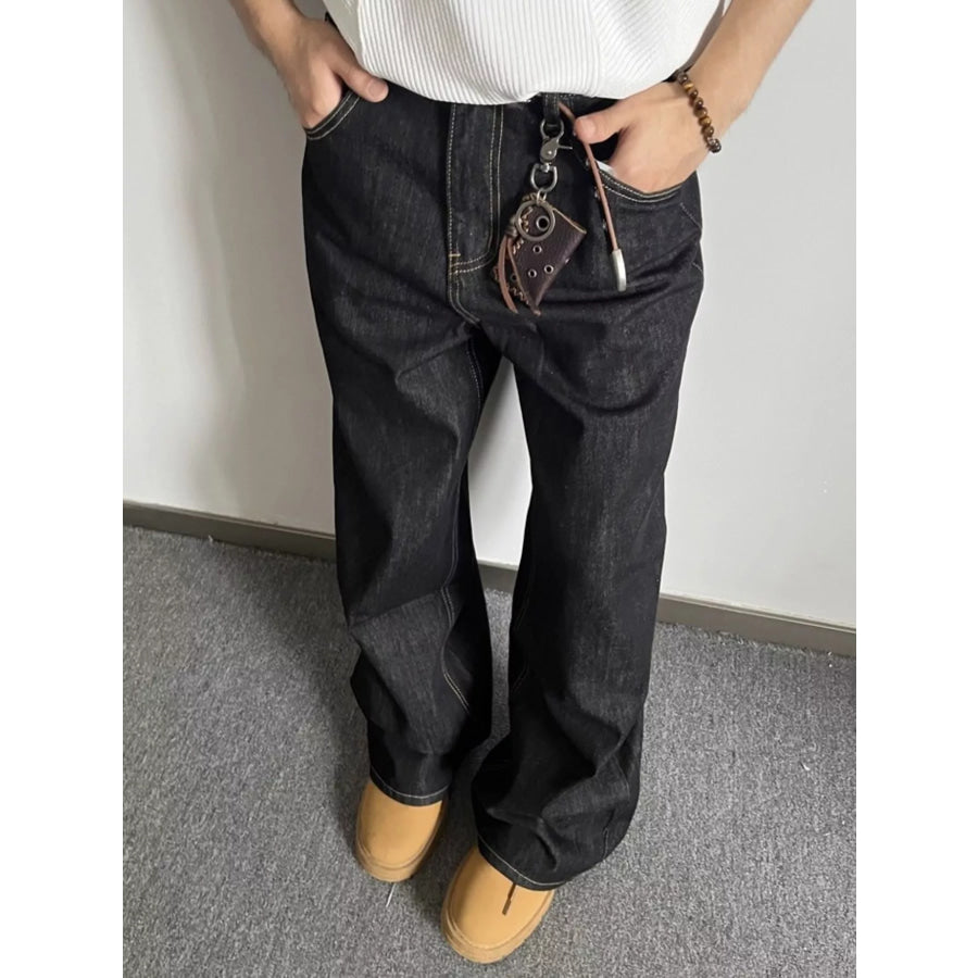 Men’s Full Size Wide Leg Wash Jeans Plus Size Apparel and Accessories